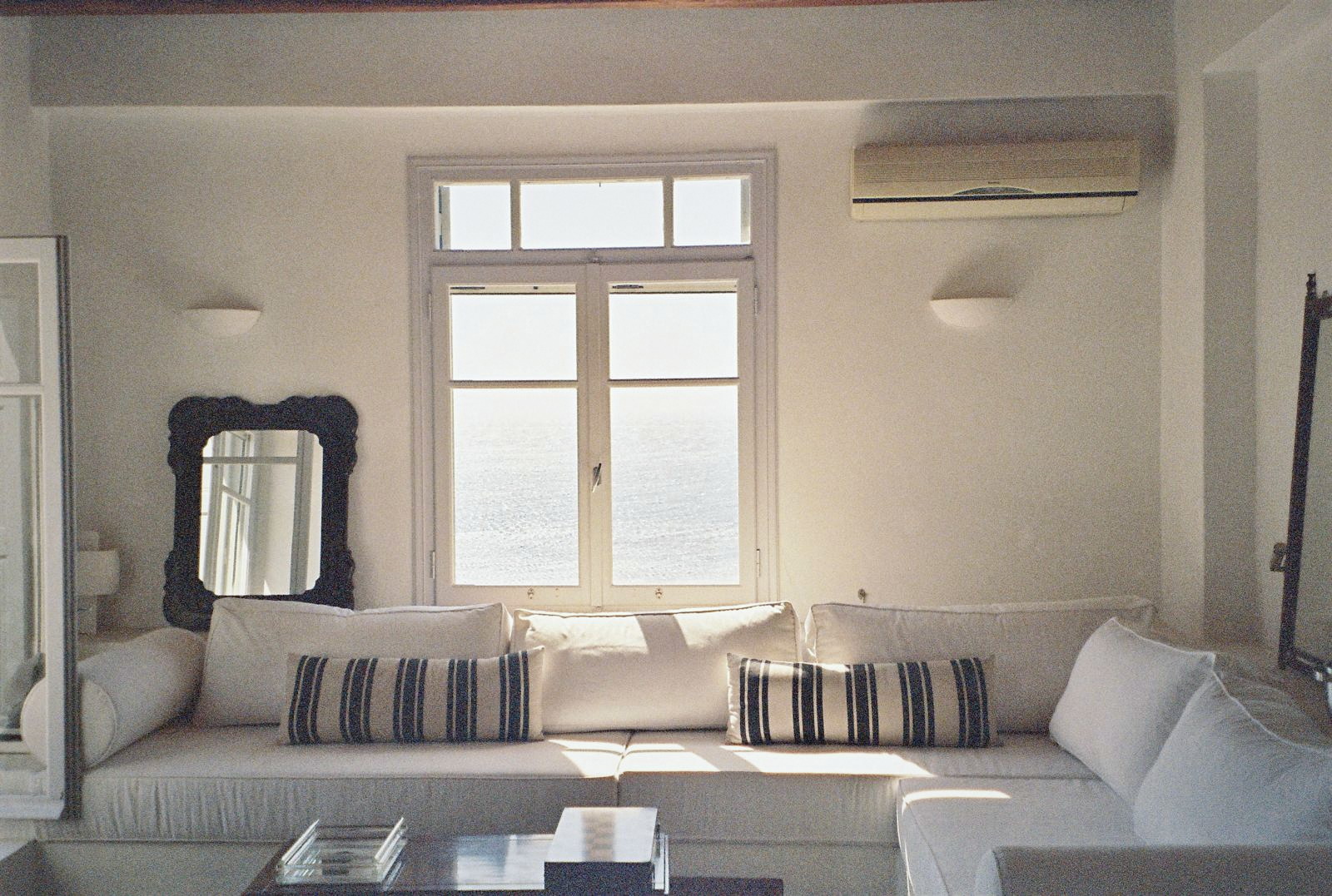 Dimly lit living room